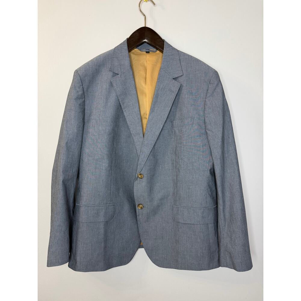 Bonobos Blue Chambray Cotton Sport Coat Standard Fit 46S Blazer Somelos Tecidos